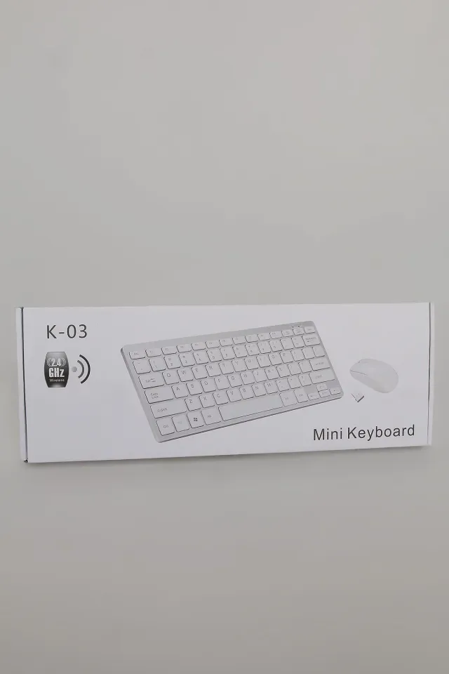 K-03 Kablosuz Mini Klavye-mouse Set Beyaz
