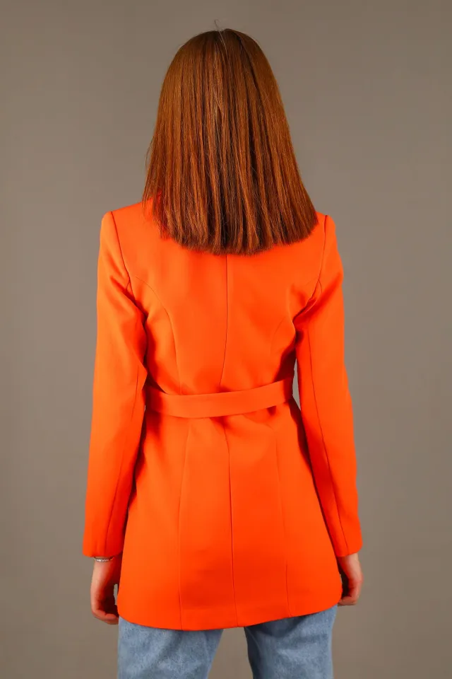 Kadın Astarlı Uzun Blazer Ceket Orange