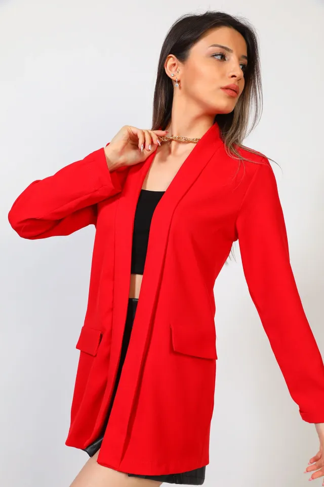Kadın Astarsız Basic Ceket Kırmızı