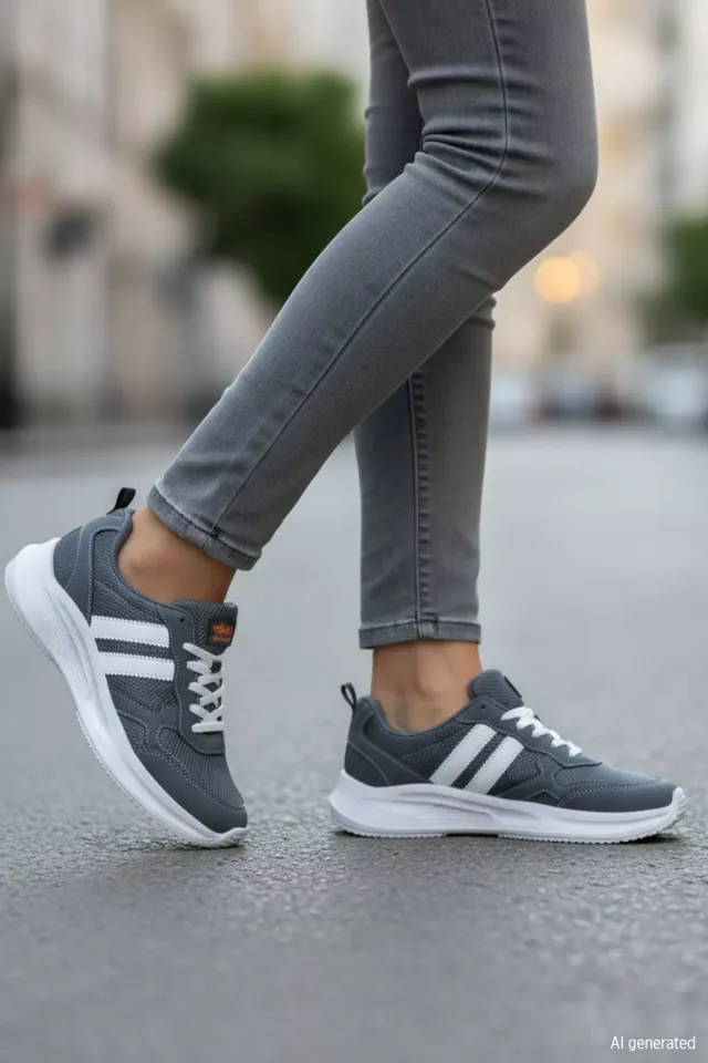 Kadın Bağcıklı Spor Ayakkabı Füme