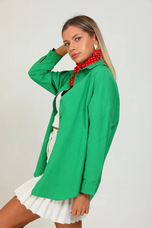 Kadın Basic Salaş Gömlek Yeşil