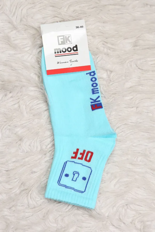 Kadın Baskılı Soket Çorap (36-40 Uyumludur) Mavi