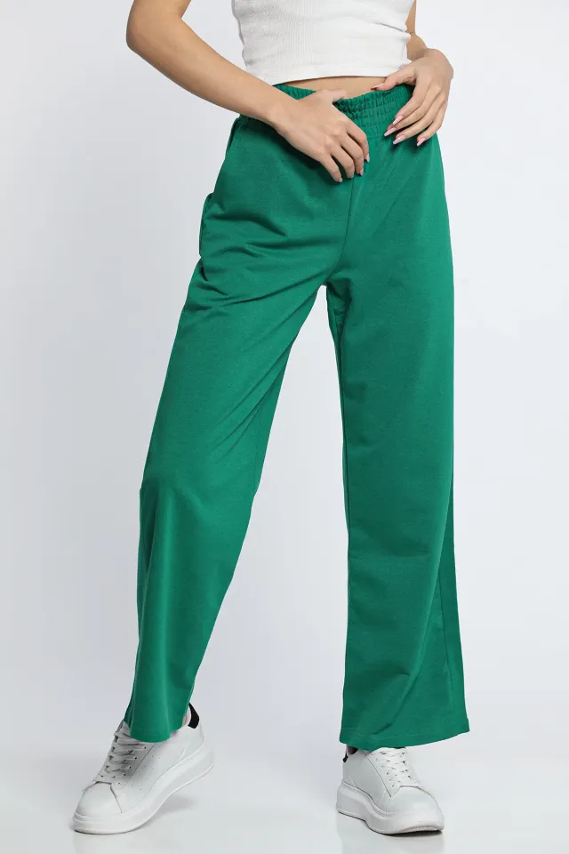 Kadın Bol Paça Pantolon Eşofman Altı Yeşil
