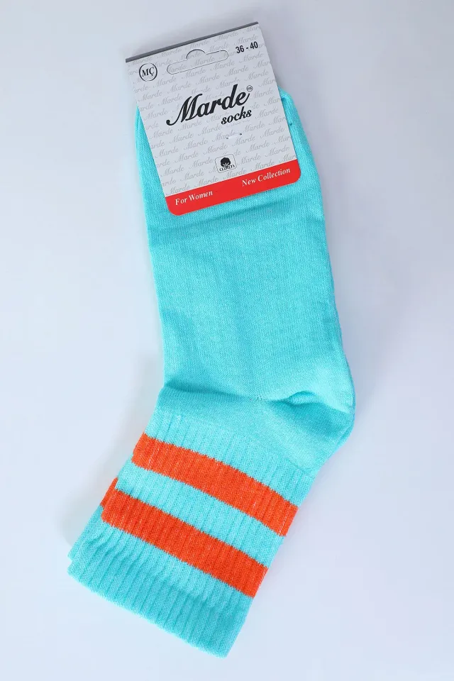 Kadın Cizgili Kolej Çorap (36-40 Uyumludur) Mintorange