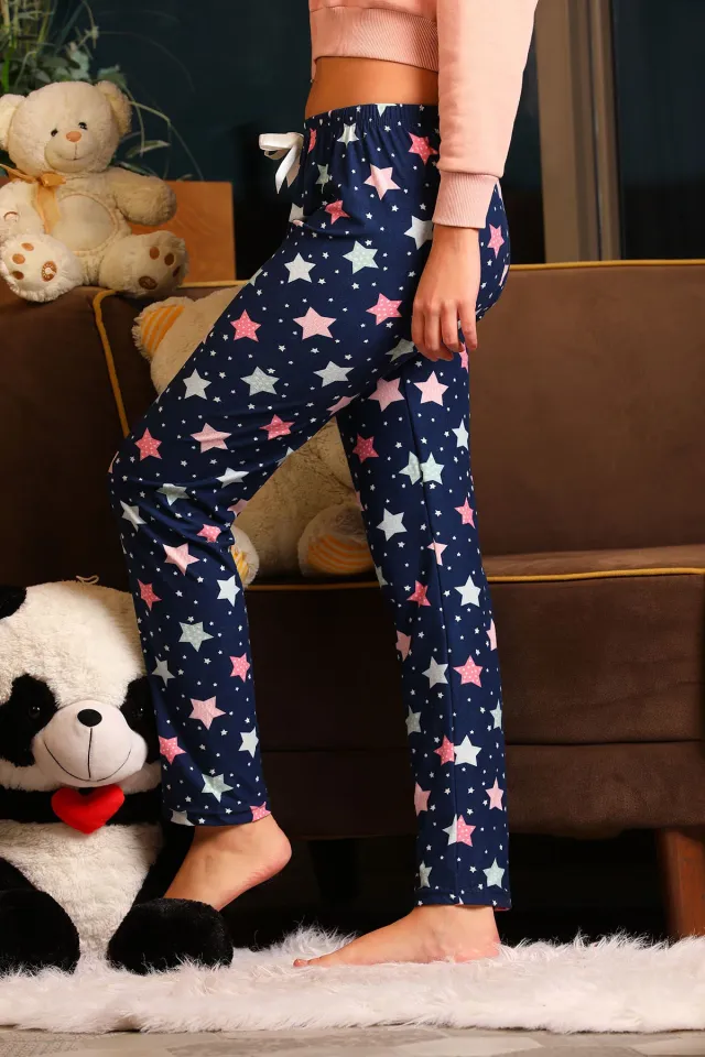 Kadın Desenli Alt Pijama Lacivert