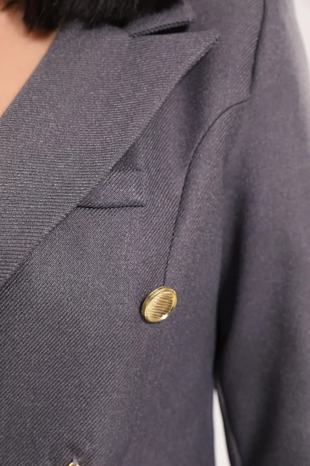 Kadın Düğmeli Blazer Ceket Antrasit