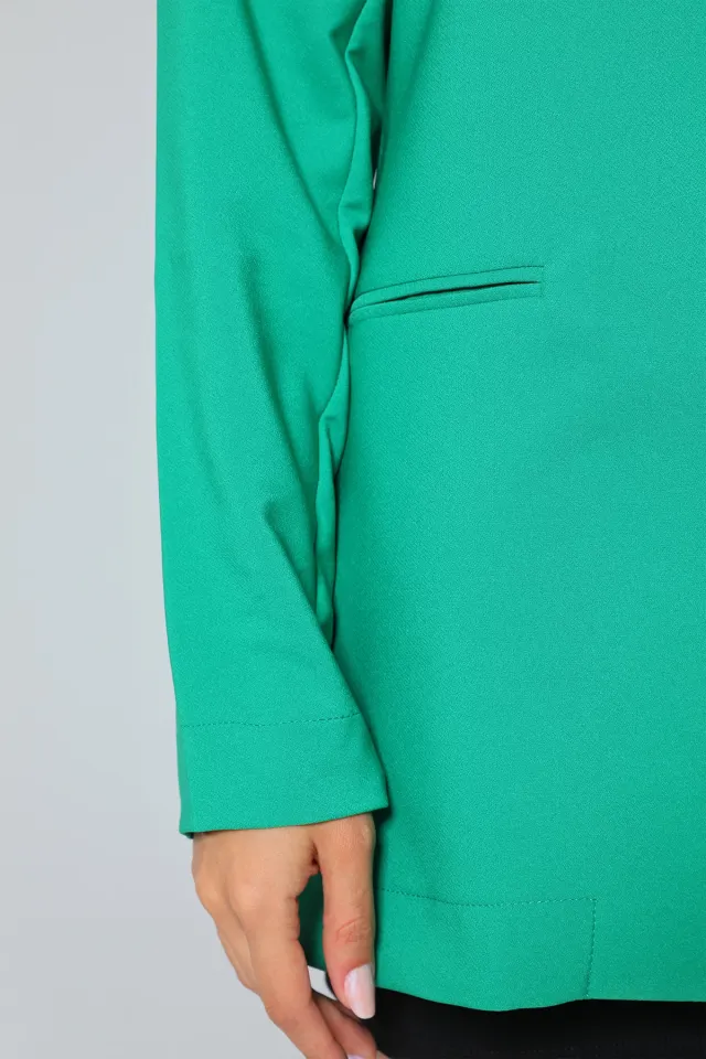 Kadın Düğmeli Blazer Ceket Yeşil