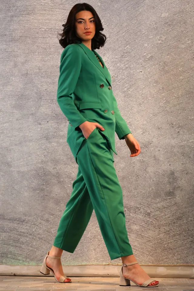 Kadın Fermuarlı Tarz Havuç Pantolon Yeşil