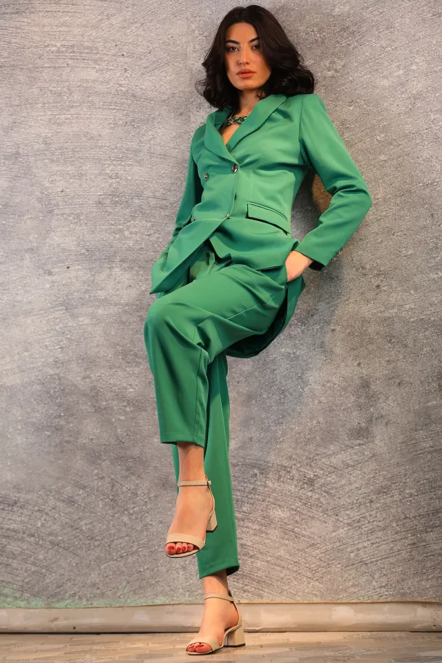 Kadın Fermuarlı Tarz Havuç Pantolon Yeşil