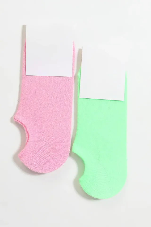 Kadın İkili Patik Çorap Pembeyeşil