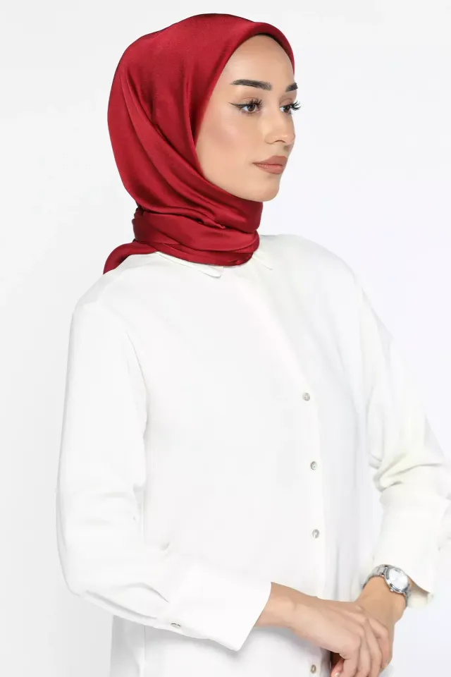 Kadın Janjan Kumaş Düz Tesettür Eşarp Bordo