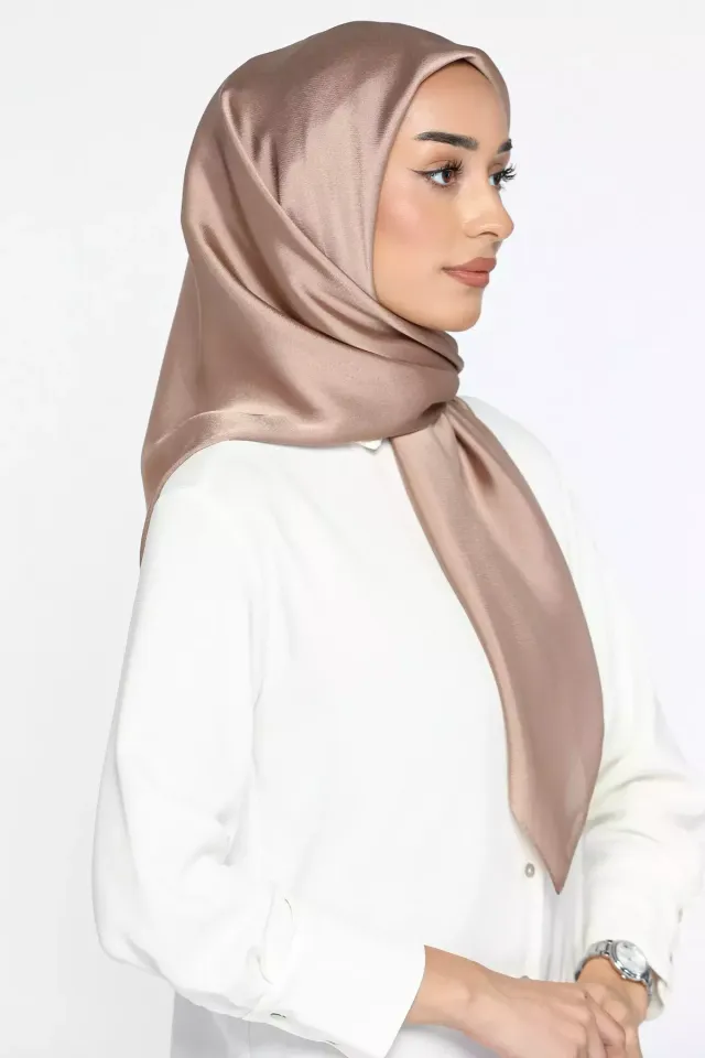 Kadın Janjan Kumaş Düz Tesettür Eşarp Camel
