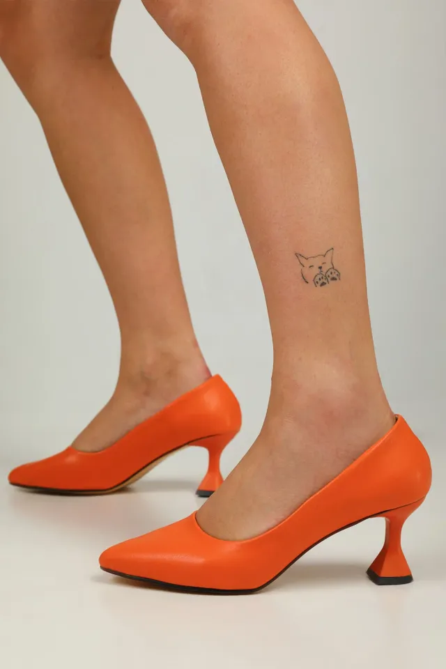 Kadın Kadeh Ökçeli Stiletto Topuklu Ayakkabı Orange