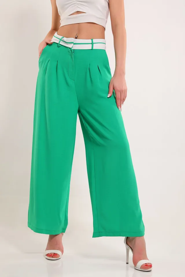 Kadın Kemer Biyeli Aerobin Pantolon Yeşil