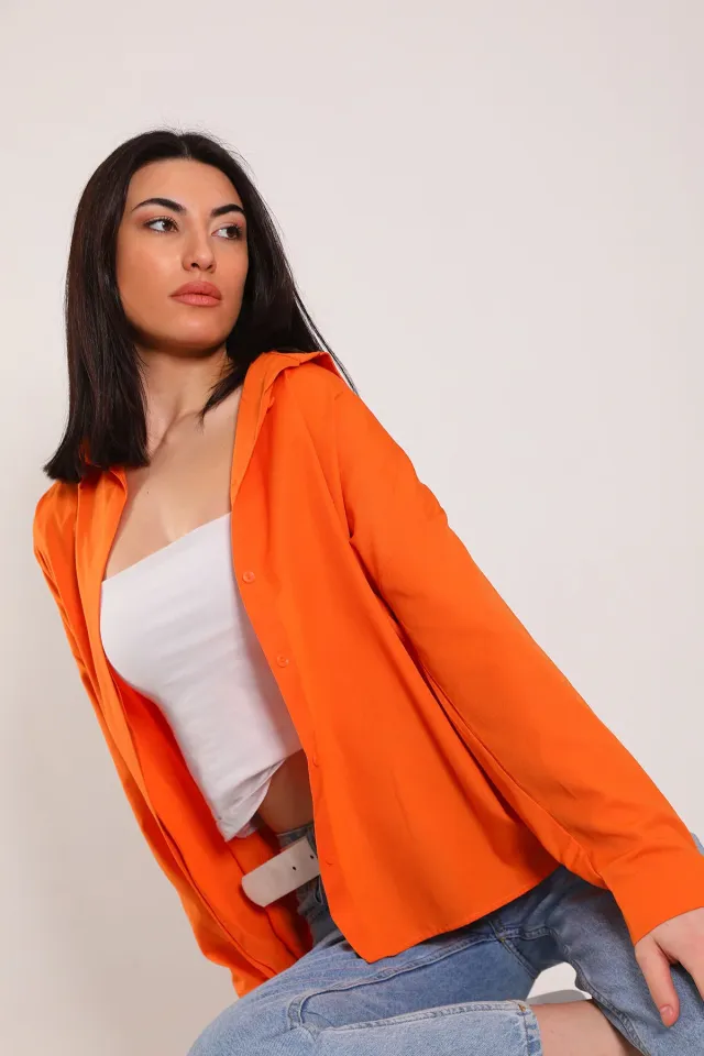 Kadın Omuz Detaylı Gömlek Orange