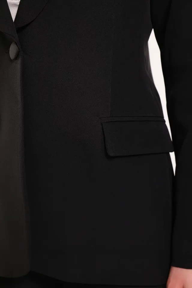 Kadın Palazzo Pantolon Blazer Ceket İkili Takım Siyah