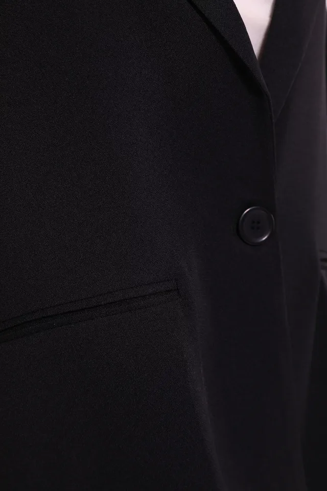 Kadın Palazzo Pantolon Ceket İkili Takım Siyah