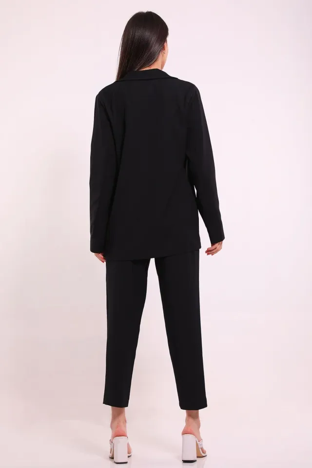 Kadın Palazzo Pantolon Ceket İkili Takım Siyah
