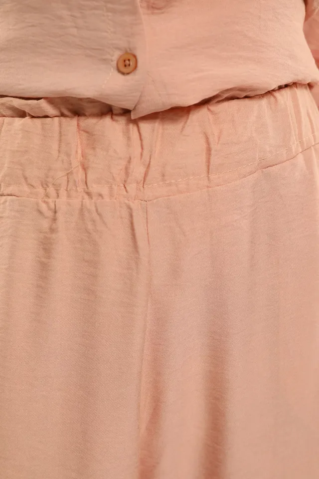 Kadın Pantolon Gömlek Günlük İkili Takım Bej