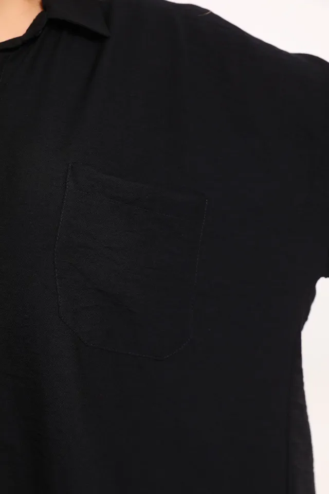 Kadın Pantolon Gömlek Günlük İkili Takım Siyah