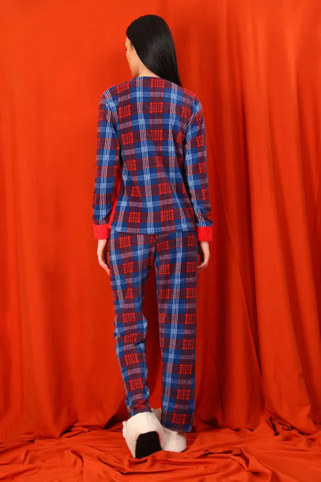 Kadın Peluş Pijama Takımı Kırmızı