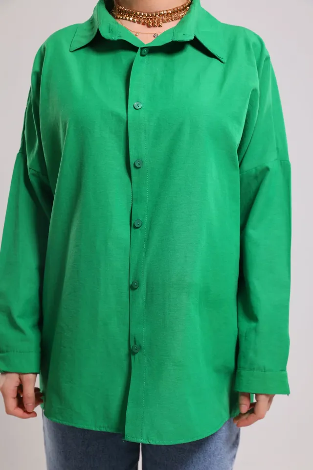 Kadın Salaş Basic Gömlek Yeşil