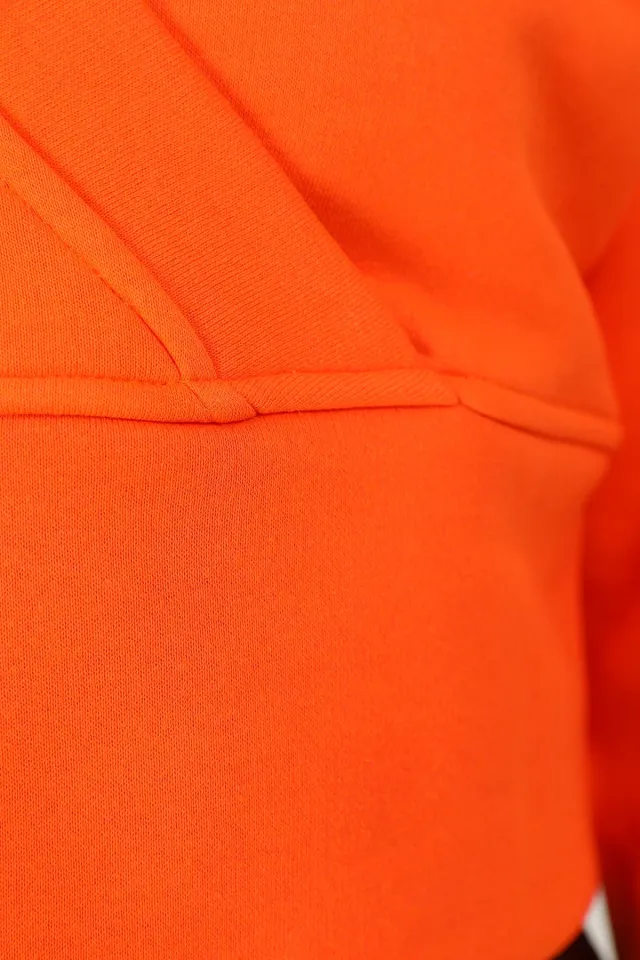Kadın Şardonlu Ön Kruvaze Sweatshırt Orange