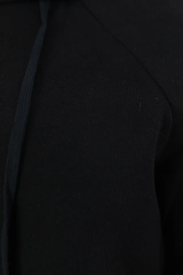 Kadın Selanik Kapüşonlu Sweatshirt Siyah