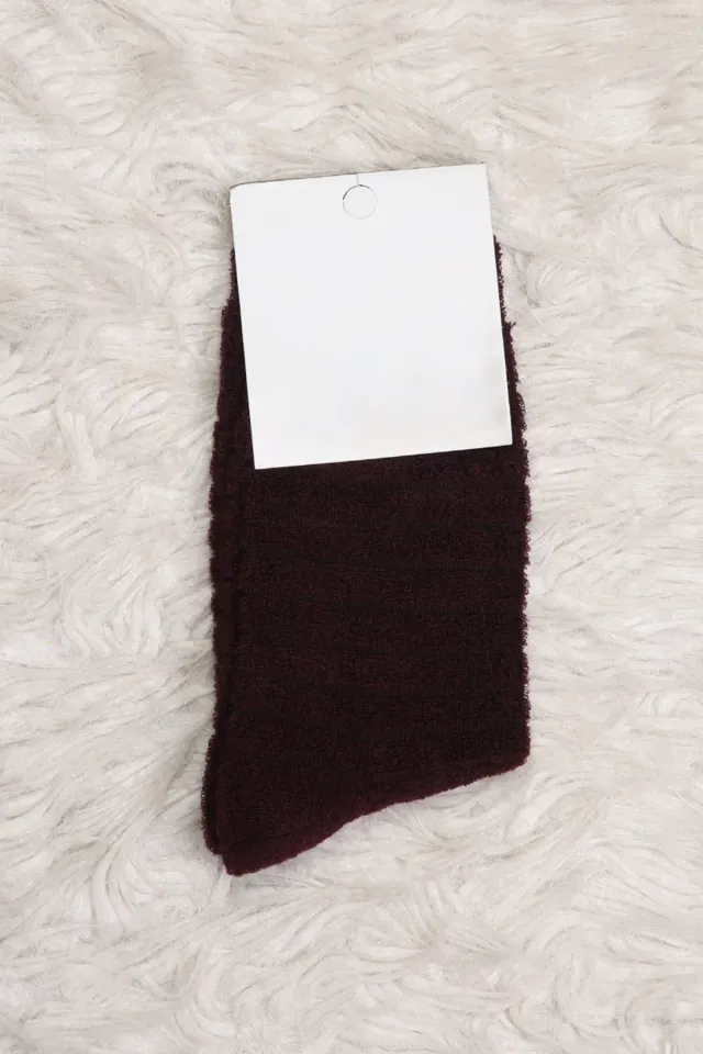 Kadın Soket Havlu Çorap (36-39 Uyumludur) Bordo