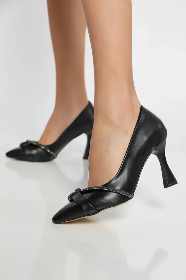 Kadın Taşlı Topuklu Ayakkabı Siyah