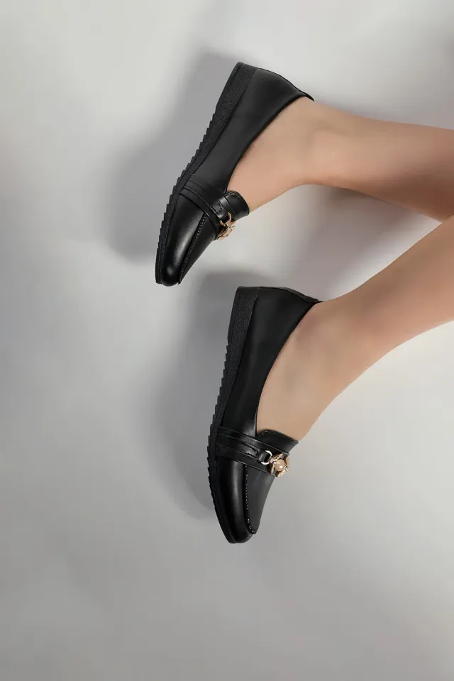 Kadın Tokalı Babet Ayakkabı Siyah