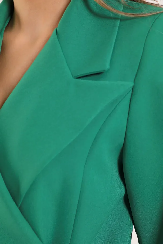 Kadın Yan Bağlamalı Astarlı Elbise Ceket Yeşil