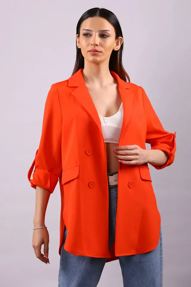 Kadın Yan Yırtmaçlı Ceket Orange