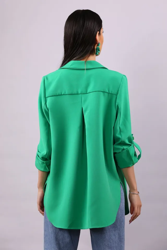 Kadın Yan Yırtmaçlı Ceket Yeşil