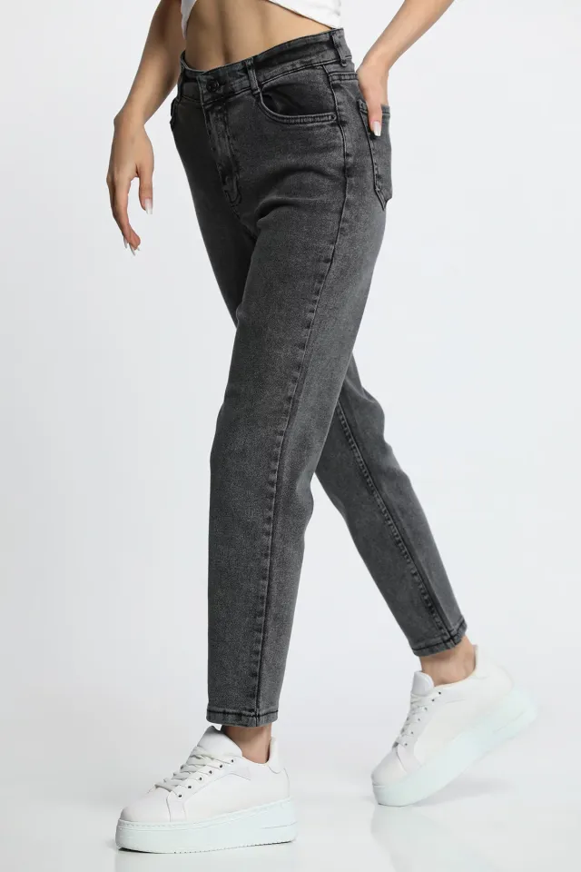 Kadın Yüksek Bel Jeans Pantolon Antrasit
