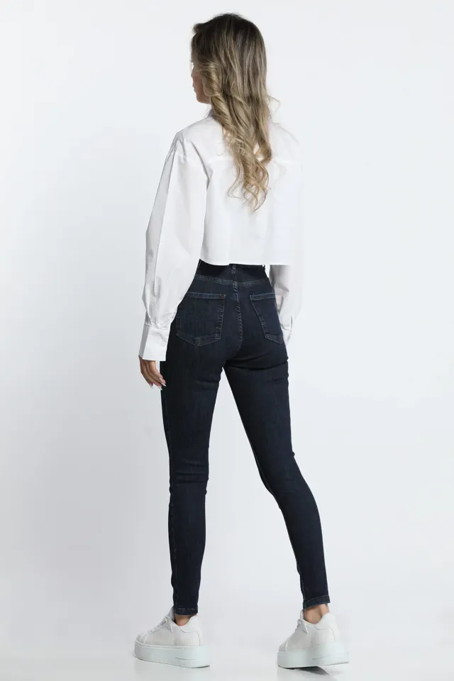 Kadın Yüksek Bel Likralı Jeans Pantolon Lacivert