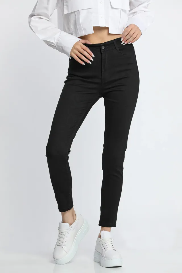 Kadın Yüksek Bel Likralı Jeans Pantolon Siyah