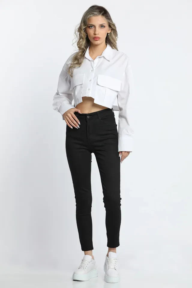 Kadın Yüksek Bel Likralı Jeans Pantolon Siyah