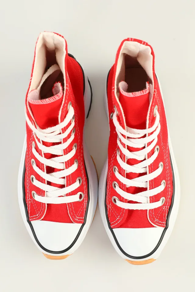 Kadın Yüksek Taban Boğazlı Günlük Spor Ayakkabı Kırmızı
