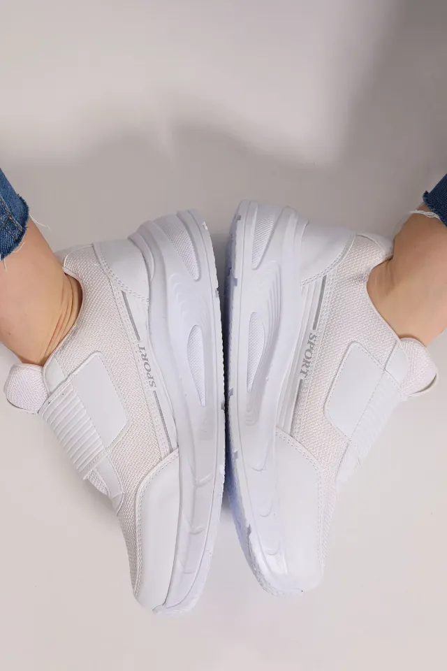 Kadın Yüksek Taban Cırtcırtlı Spor Ayakkabı Beyaz