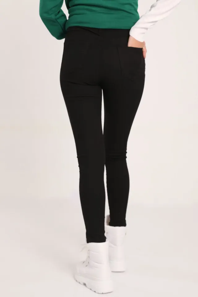 Kadın Yüksel Bel Likralı Skinny Jean Pantolon Siyah