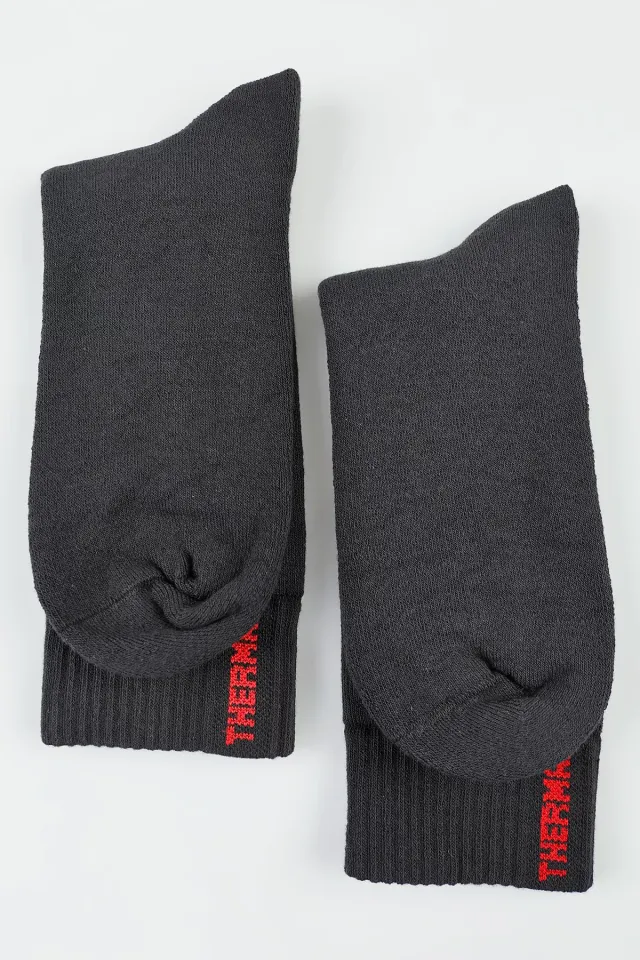 Kalın Kışlık Düz Renk Erkek Termal Çorap K.antrasit
