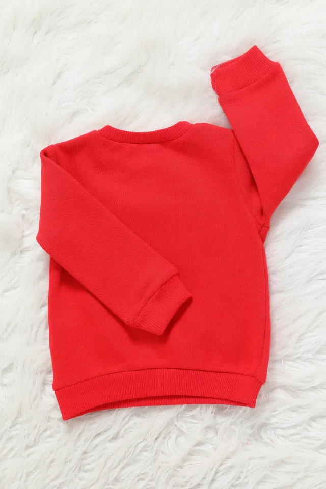 Baskılı Erkek Bebek Sweatshirt Kırmızı