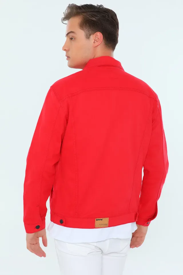 Erkek Jean Ceket Kırmızı