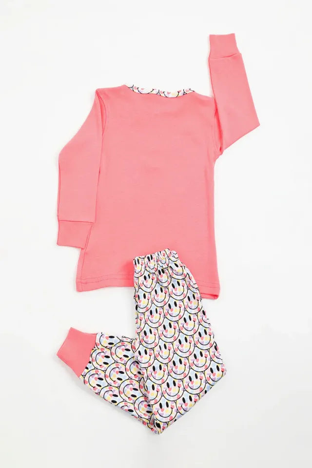 Kız Çocuk Baskılı Pijama Takımı Nar Çiçeği