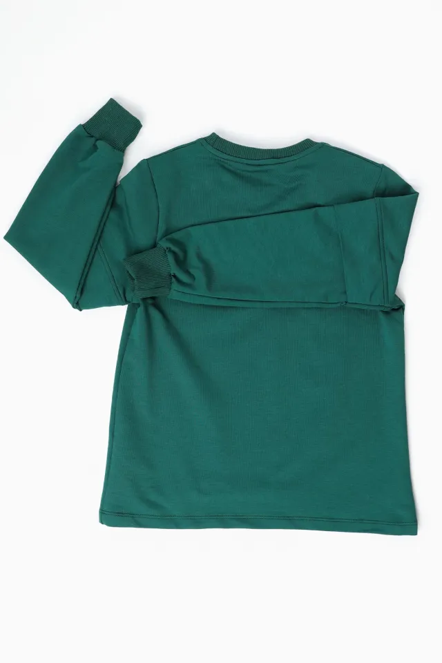 Kız Çocuk Baskılı Sweatshirt Yeşil