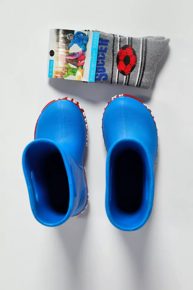 Kız Çocuk Çorap Kombinli Yağmur Çizmesi Saksmavisi