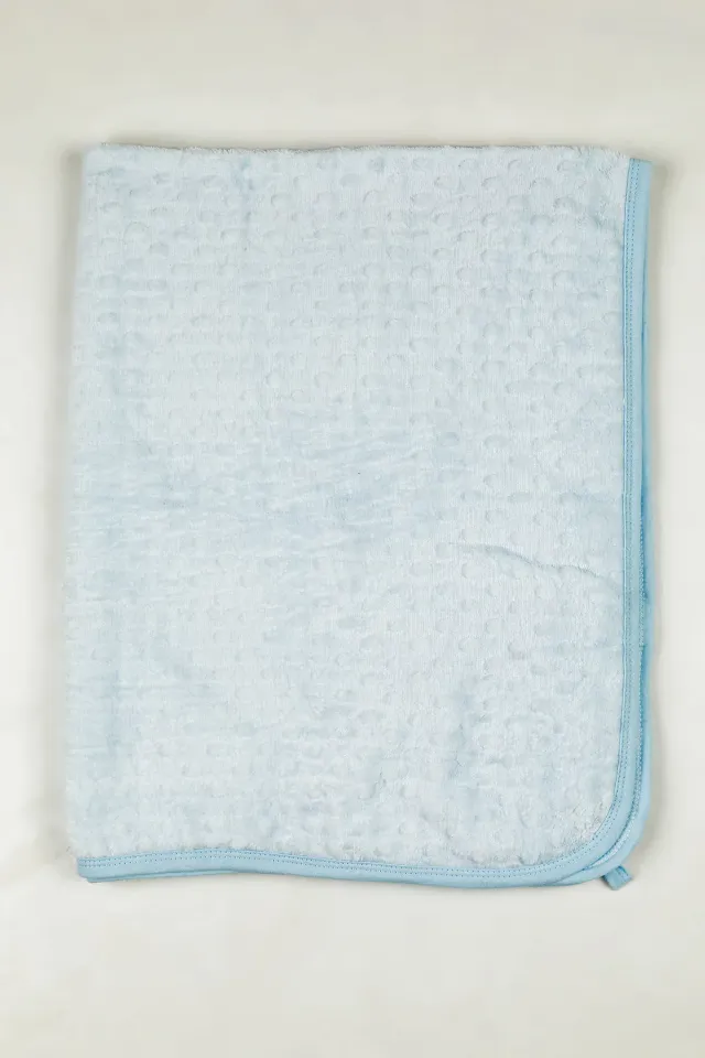Kız-erkek Bebek Kabartma Desenli Peluş Battaniye Mavi
