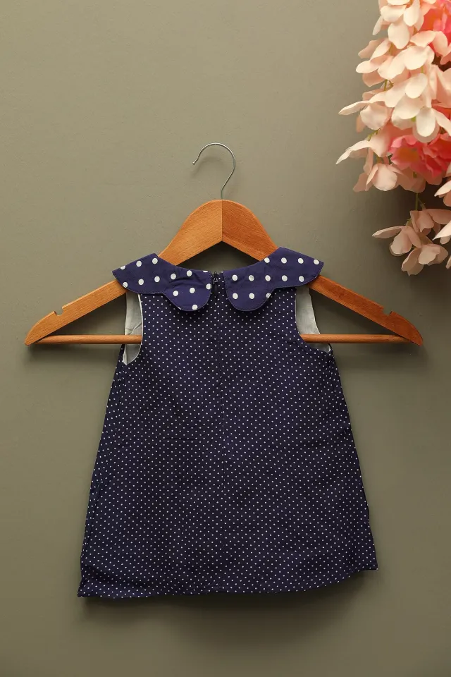 Kız Bebek Bebe Yaka Puantiyeli Elbise Koyumor
