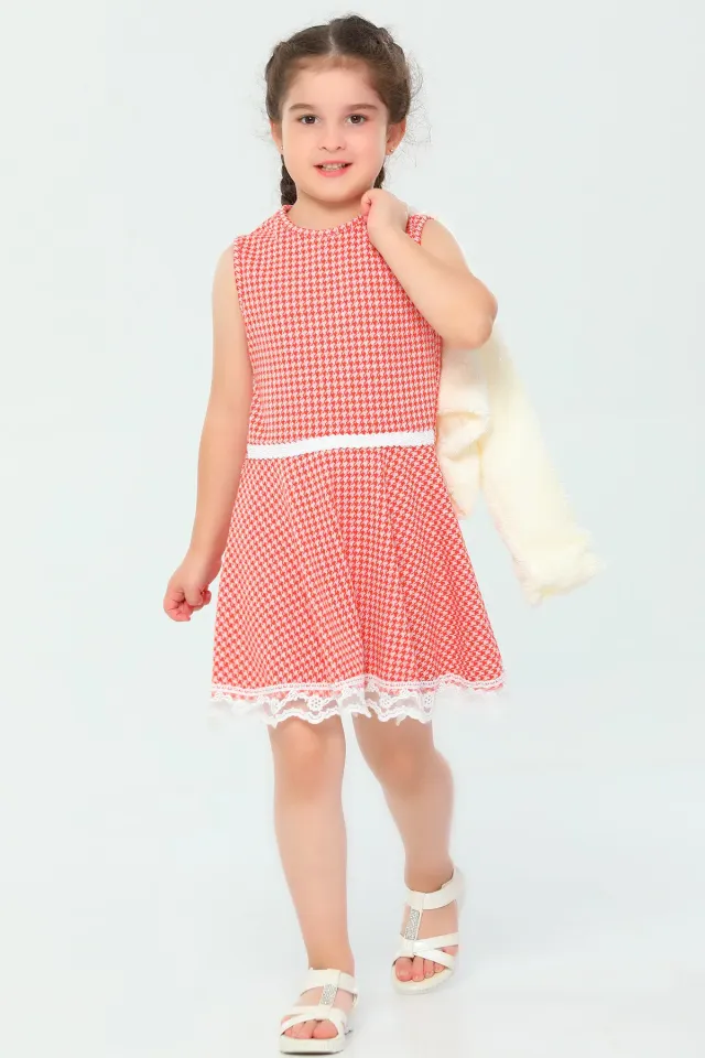 Kız Çocuk Likralı Peluş Hırka Kombinli Desenli Elbise Kremnarçiçeği